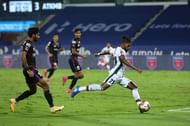 Odisha FC players look on as Roy Krishna scores the fourth goal of the game (Image Courtesy: ISL Media)